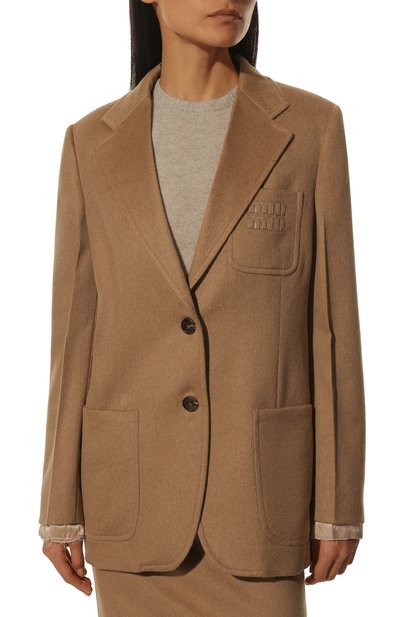 Шерстяной жакет MIU MIU бежевого цвета по цене 335000 руб., арт. MH1769-165-F0040, фото 3 Шерстяной жакет MIU MIU, арт. MH1769-165-F0040, фото 3