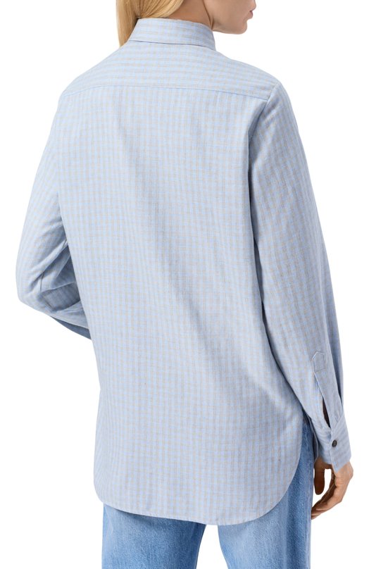 Рубашка из хлопка и кашемира Kiton D52445H0947013 Голубой  D52445H0947013 Фото 4