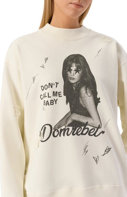 Хлопковый свитшот DOMREBEL CALL ME SWEATSHIRT Кремовый  CALL ME SWEATSHIRT Фото 5