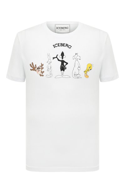 Хлопковая футболка ICEBERG белого цвета по цене 19150 руб., арт. 19E I1P0/F01B/6301, фото 1 Хлопковая футболка ICEBERG, арт. 19E I1P0/F01B/6301, фото 1