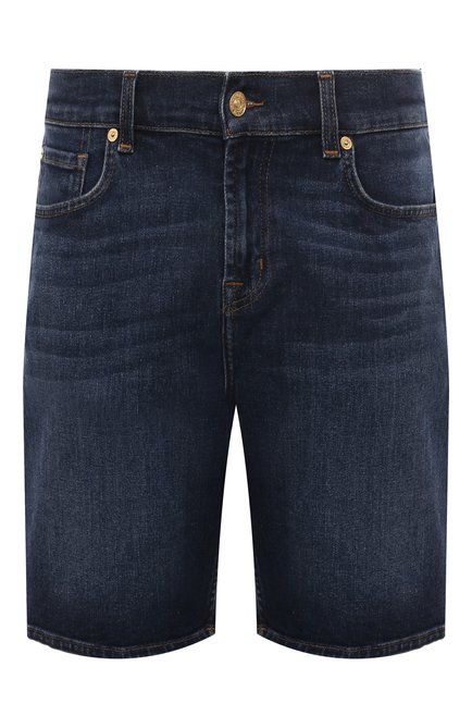 Мужские джинсовые шорты 7 FOR ALL MANKIND темно-синего цвета, арт. JSSRA500IN | Фото 1 (Материал внешний: Хлопок; Длина Шорты М: До колена; Материал сплава: Проставлено; Драгоценные камни: Прост�авлено)