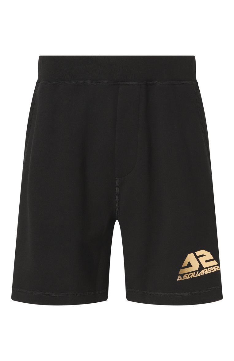 Мужские хлопковые шорты DSQUARED2 черного цвета, арт. S71MU0839/S25551 | Фото 1 (Стили: Спорт-шик, Кэжуэл; Случай: Повседневный; Принт: Без принта; Материал внешний: Хлопок; Длина Шорты М: До колена)
