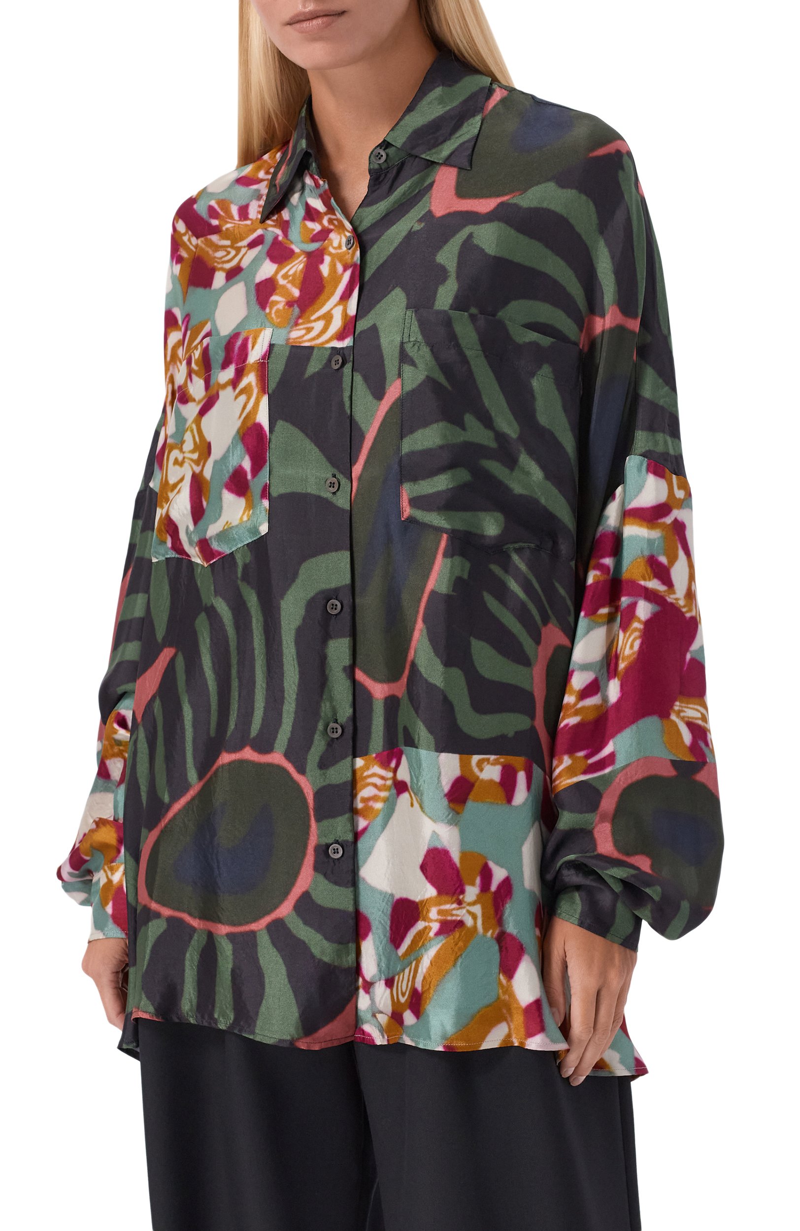 Рубашка из вискозы DRIES VAN NOTEN зеленого цвета по цене 121000 руб., арт. 262-130702/4001, фото 3 Рубашка из вискозы DRIES VAN NOTEN, арт. 262-130702/4001, фото 3