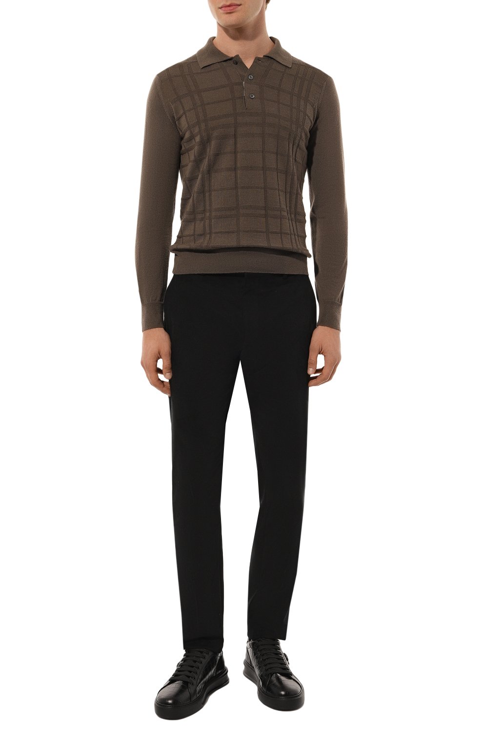 Шерстяное поло CANALI коричневого цвета по цене 54100 руб., арт. C0017/MK02152, фото 2 Шерстяное поло CANALI, арт. C0017/MK02152, фото 2