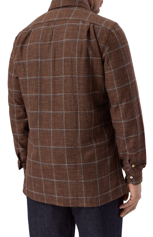 Рубашка из шерсти и шелка Kiton UCRRLK0118G04 Коричневый  UCRRLK0118G04 Фото 4