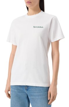Хлопковая футболка SPORTY AND RICH, арт. T0043606300WH01, фот�о 3