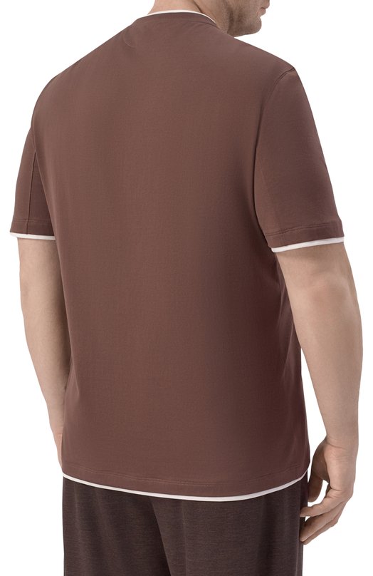 Хлопковая футболка Brunello Cucinelli M0B137427 Коричневый  M0B137427 Фото 4