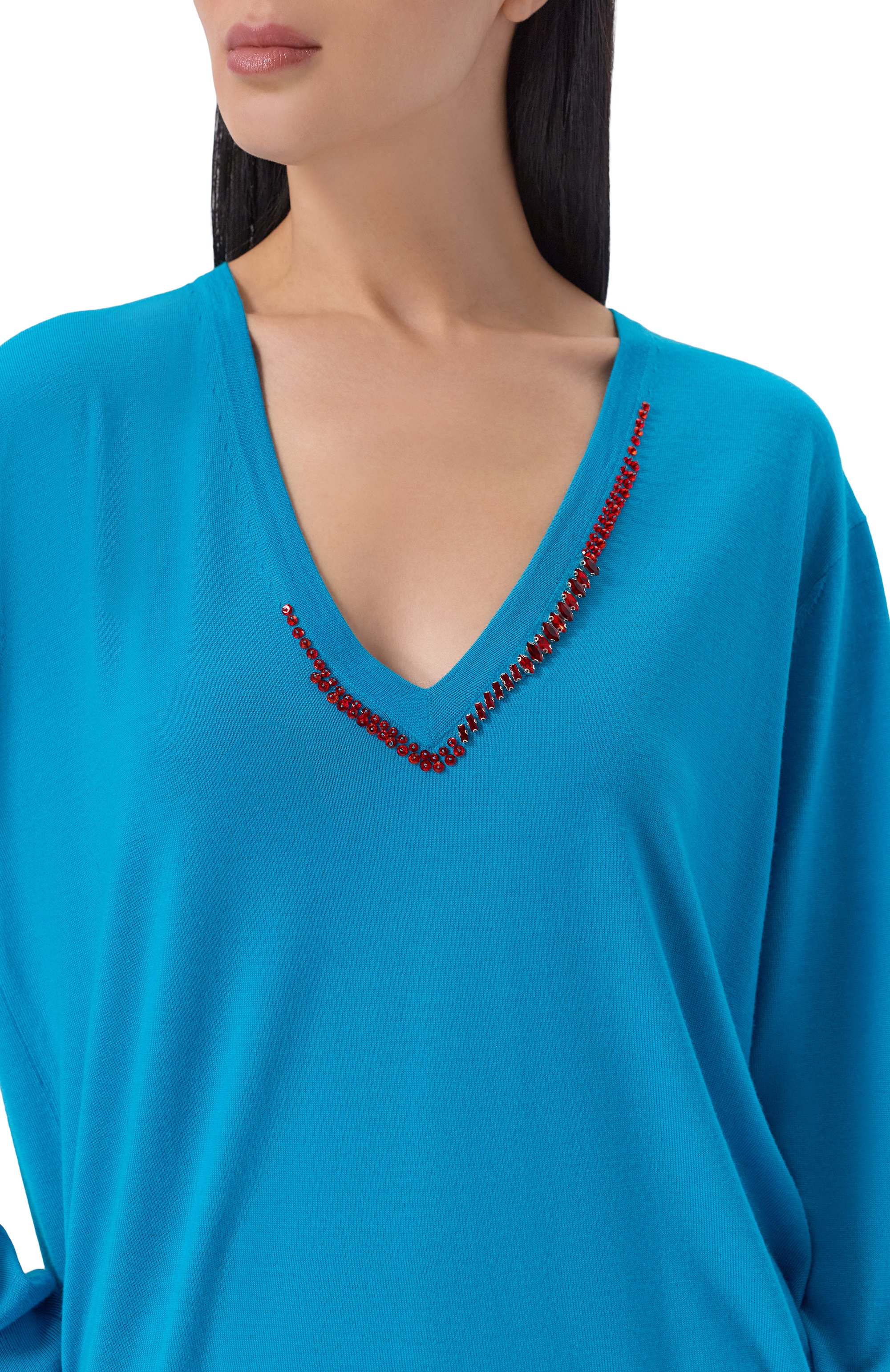 Шерстяной пуловер DRIES VAN NOTEN голубого цвета по цене 99500 руб., арт. 011204/3700, фото 5 Шерстяной пуловер DRIES VAN NOTEN, арт. 011204/3700, фото 5