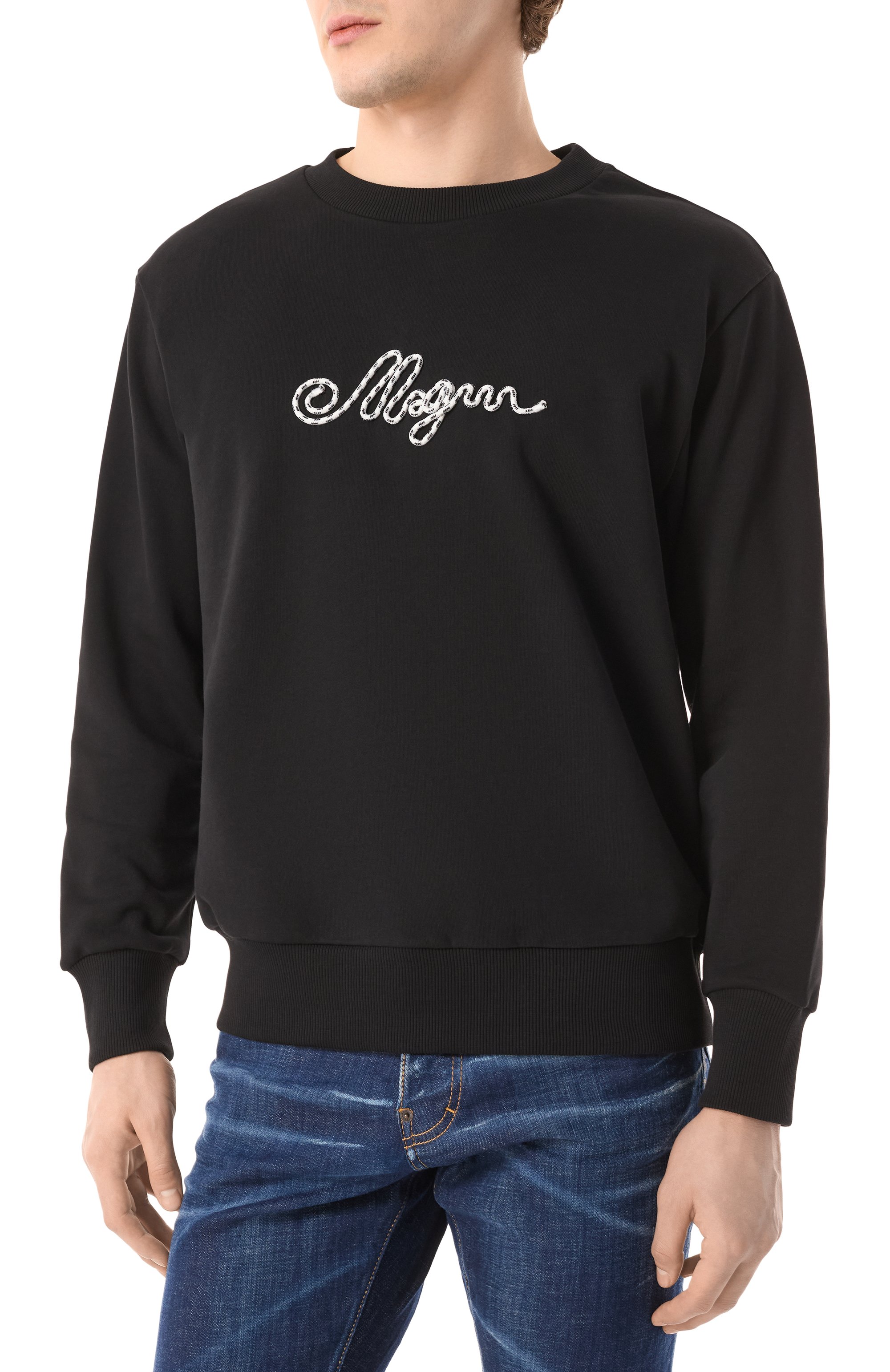 Хлопковый свитшот MSGM черного цвета по цене 23700 руб., арт. 3840MM98/257095, фото 3 Хлопковый свитшот MSGM, арт. 3840MM98/257095, фото 3