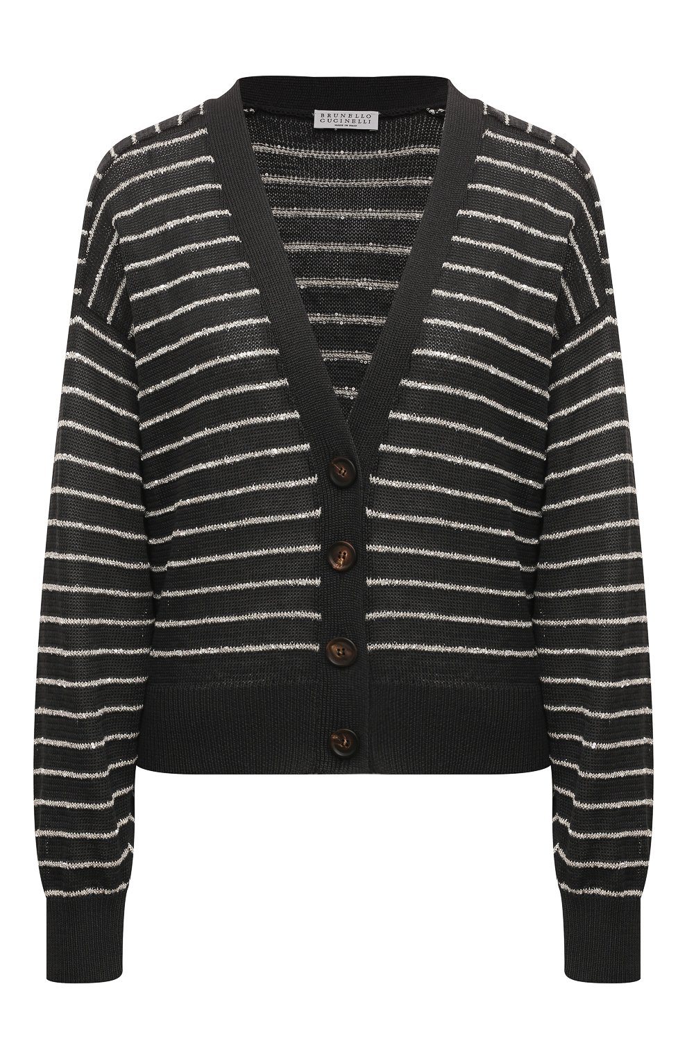 Хлопковый кардиган BRUNELLO CUCINELLI темно-серого цвета по цене 154000 руб., арт. M7876B1330, фото 1 Хлопковый кардиган BRUNELLO CUCINELLI, арт. M7876B1330, фото 1