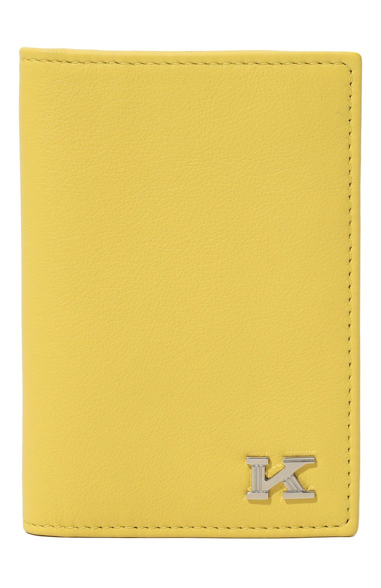 Женский кожаный футляр для кредитных карт KITON желтого цвета, арт. DKRISX0893A | Фото 1 (Нос: Не проставлено; Материал: Натуральная кожа)