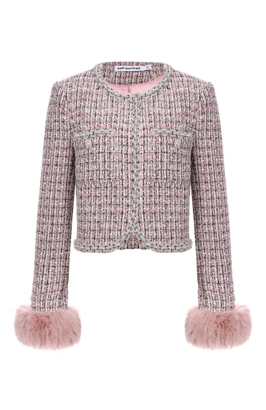 Твидовый жакет self-portrait AW25098JP Розовый AW25098JP