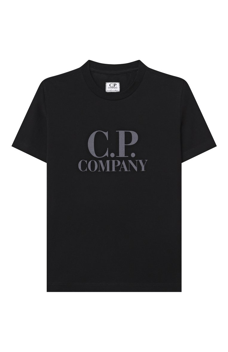 Детская хлопковая футболка C.P. COMPANY черного цвета, арт. CNM006/LAA17/10-14 | Фото 1 (Драгоценные камни: Проставлено; Рукава: Короткие; Материал сплава: Проставлено; Мальчики Кросс-КТ: Футболка-одежда; Материал внешний: Хлопок; Ростовка одежда: 13 - 15 лет | 158 см, 16 лет | 164 см, 10 - 11 лет | 140 - 146см)