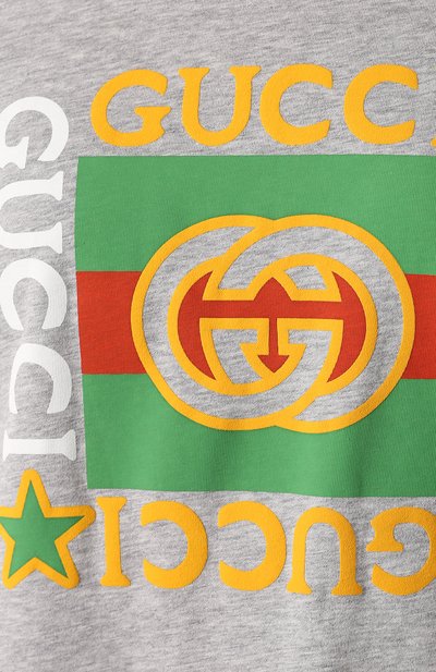 Хлопковая футболка GUCCI серого цвета по цене 28950 руб., арт. 539081/XJBYA, фото 5 Хлопковая футболка GUCCI, арт. 539081/XJBYA, фото 5