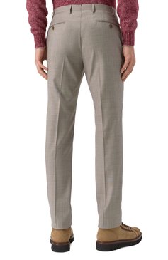 Мужские шерстяные брюки CORNELIANI светло-бежевого цвета, арт. 255B01-2517087 | Фото 4 (Материал сплава: Проставлено; Длина (брюки, джинсы): Стандартные; Драгоценные камни: Проставлено; Материал внешний: Шерсть; Стили: Классический, Кэжуэл; Случай: Формальный, Повседневный)