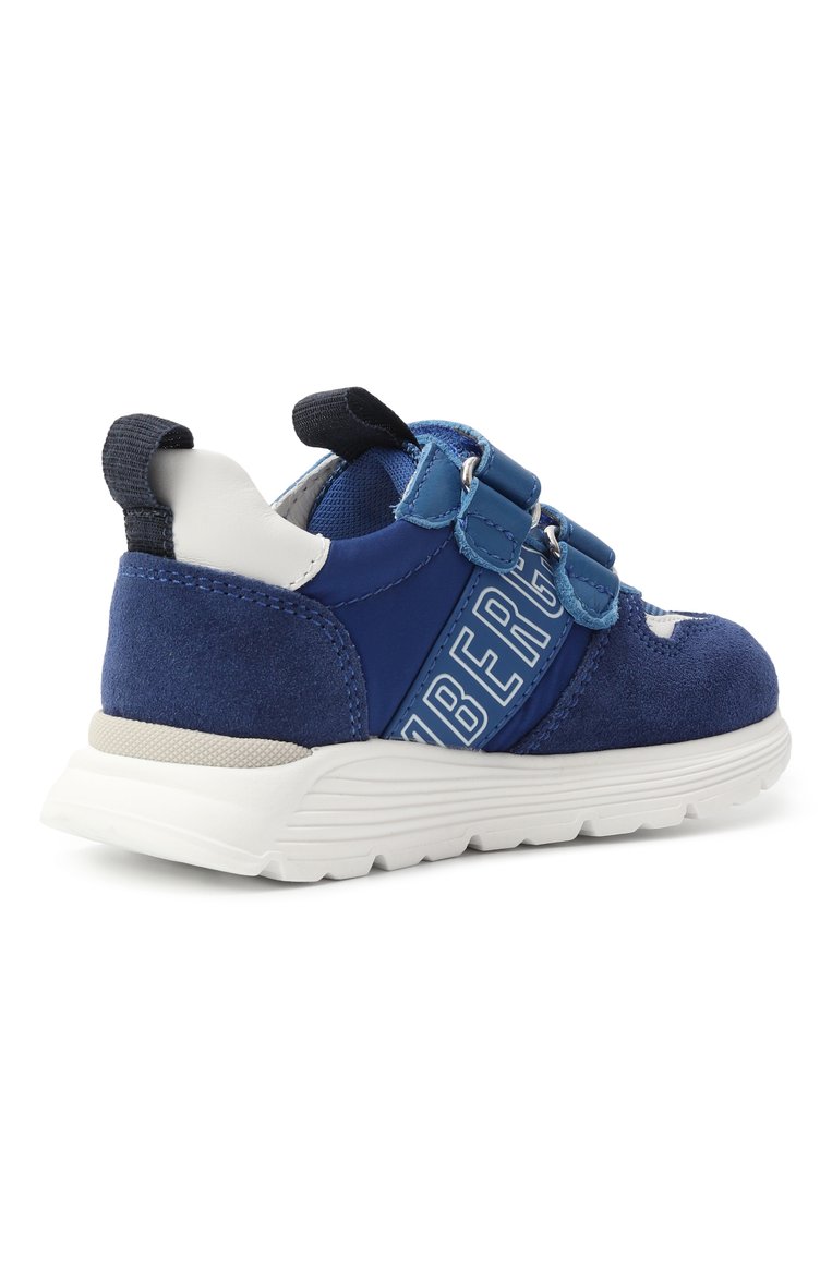Детские комбинированные кроссовки DIRK BIKKEMBERGS синего цвета, арт. K1B9-21654-1253Z685/20-24 | Фото 3 (Материал внешний: Натуральная кожа, Текстиль; Нос: Не проставлено; Материал внутренний: Натуральная кожа; Стили: Классический; Кросс-КТ: велькро; Автоматизация состава: Проставлено)