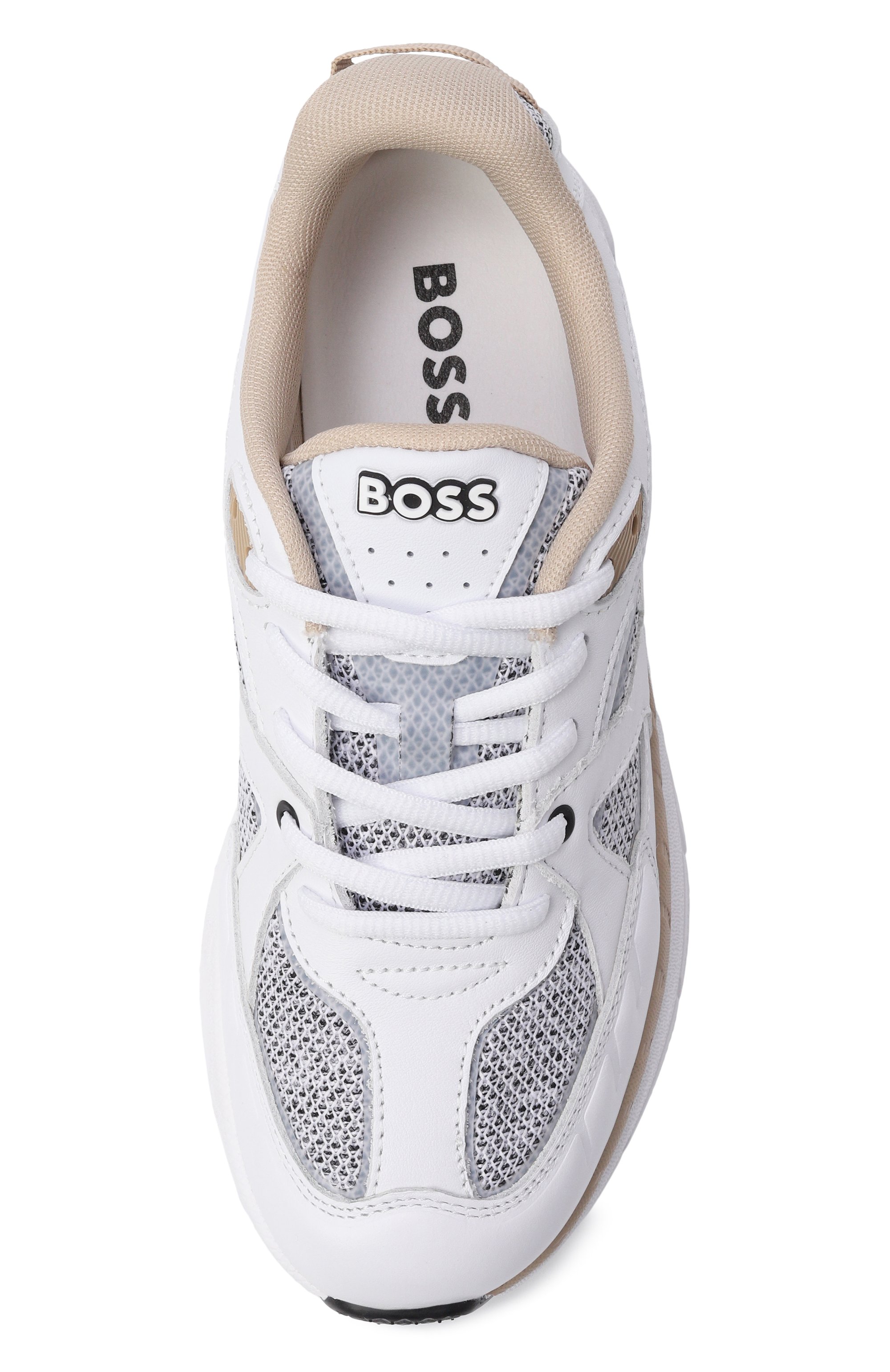 Кожаные кроссовки BOSS белого цвета по цене 21650 руб., арт. J52815, фото 4 Кожаные кроссовки BOSS, арт. J52815, фото 4