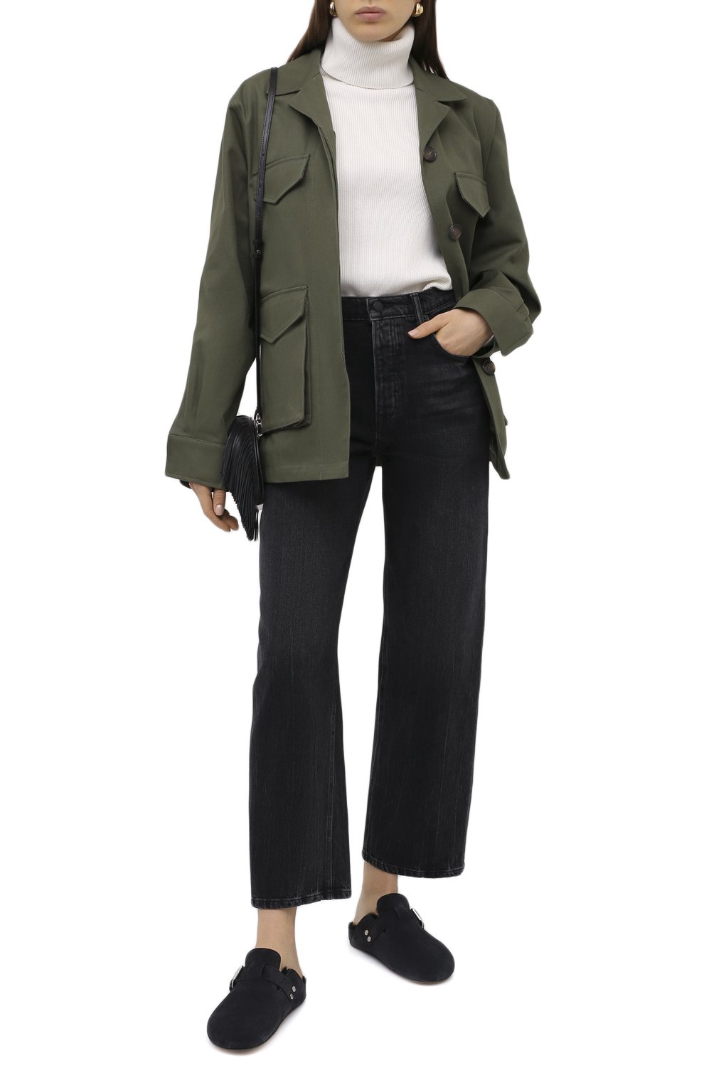 Хлопковая куртка TOTEME хаки цвета по цене 43850 руб., арт. AVIGN0N 203-103-721, фото 2 Хлопковая куртка TOTEME, арт. AVIGN0N 203-103-721, фото 2