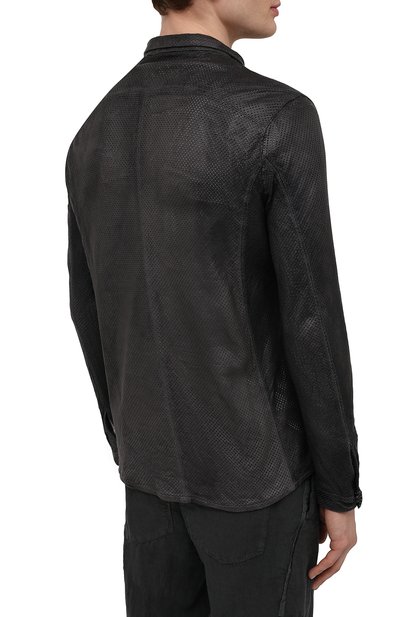 Кожаная рубашка GIORGIO BRATO темно-серого цвета по цене 89950 руб., арт. GU21S1002HL136, фото 4 Кожаная рубашка GIORGIO BRATO, арт. GU21S1002HL136, фото 4