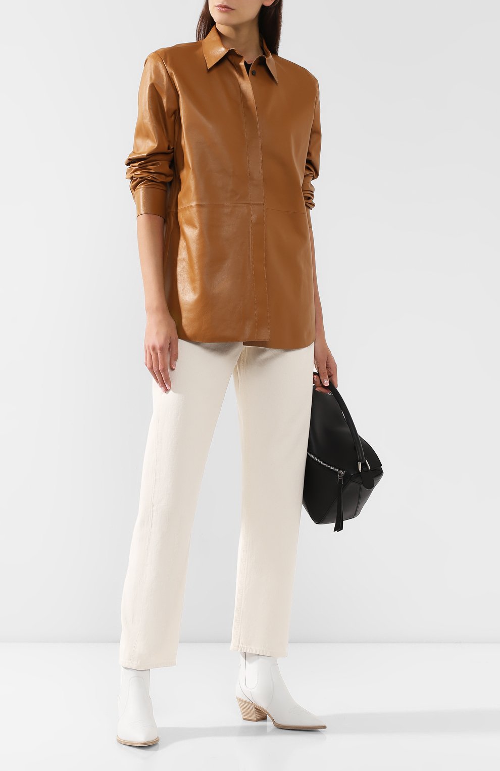 Кожаная рубашка THEORY коричневого цвета по цене 75150 руб., арт. J0600510, фото 2 Кожаная рубашка THEORY, арт. J0600510, фото 2