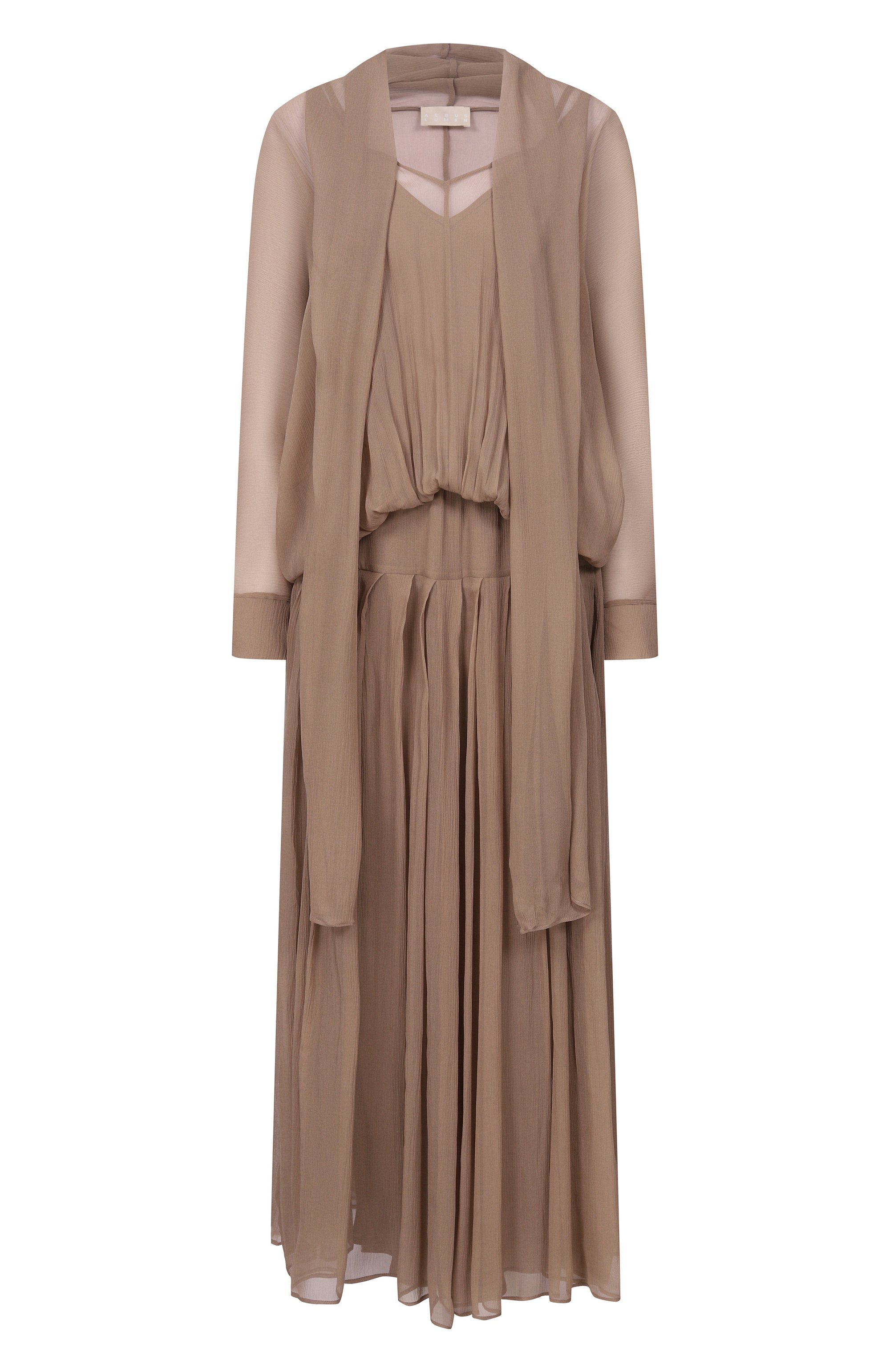 Шелковое платье ALBUS LUMEN коричневого цвета по цене 108000 руб., арт. AL.RT25.001_SET, фото 1 Шелковое платье ALBUS LUMEN, арт. AL.RT25.001_SET, фото 1