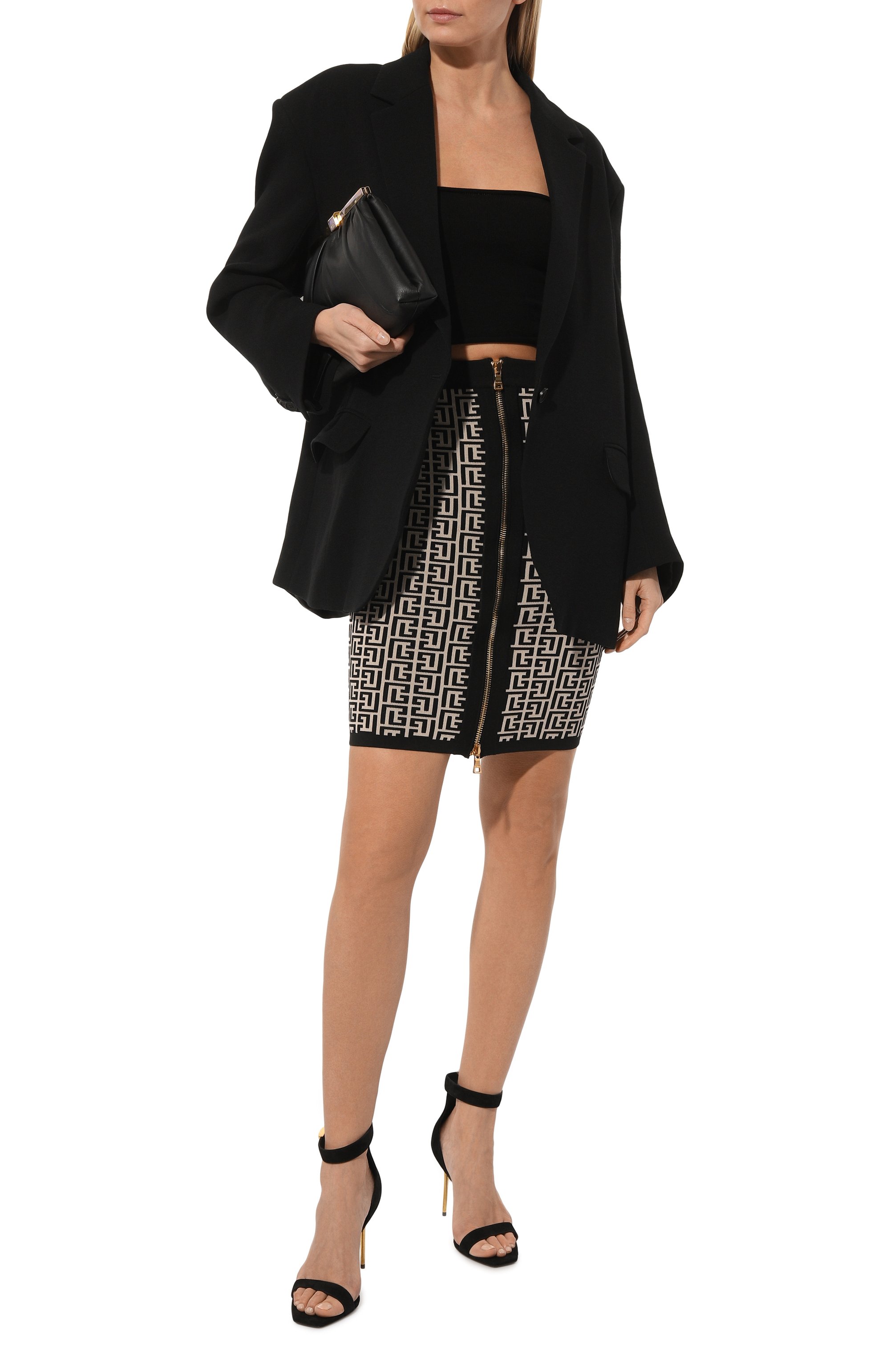 Юбка из шерсти и вискозы BALMAIN, арт. YF1LC006KB02, фото 2