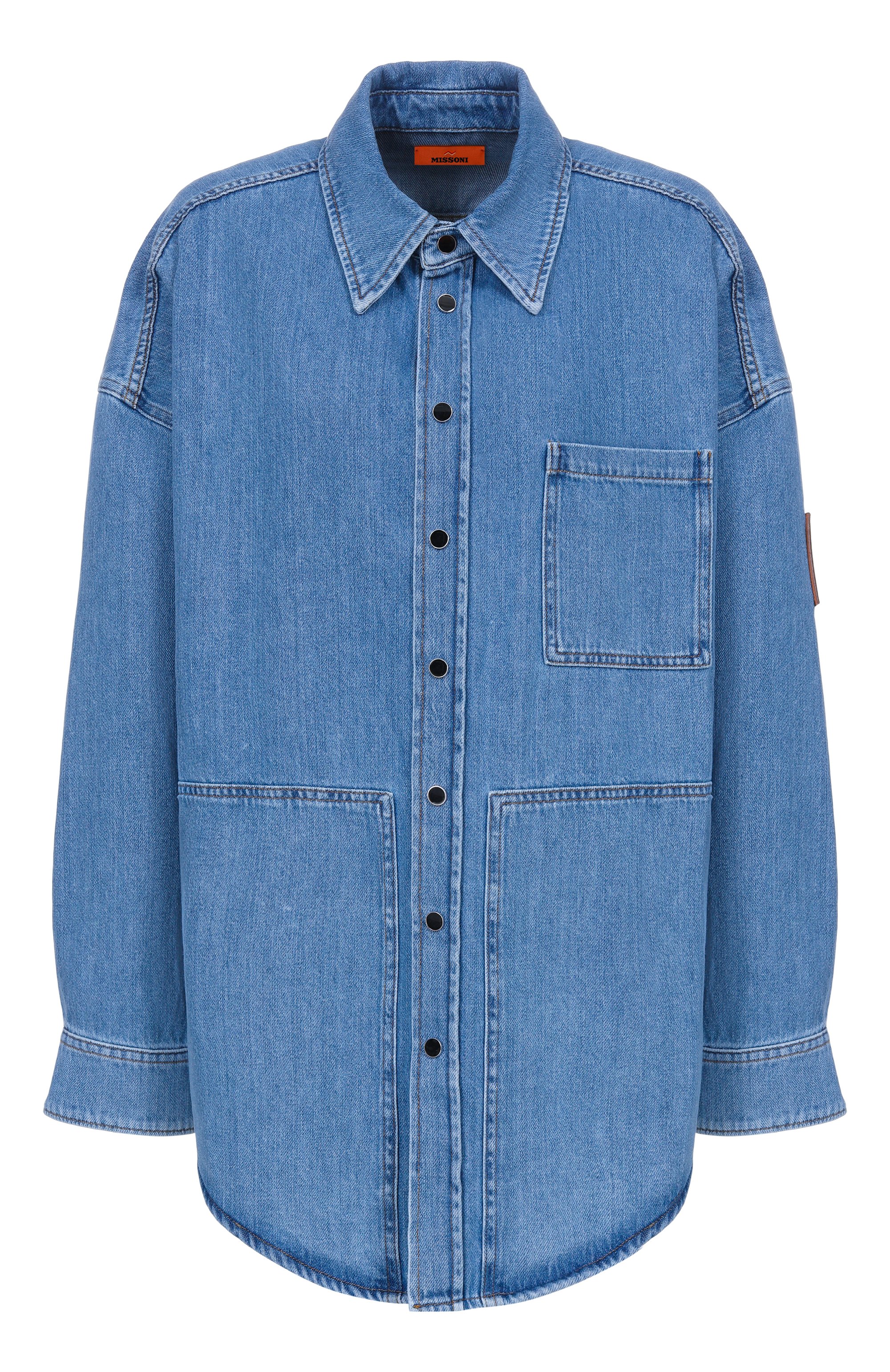 Джинсовая рубашка MISSONI голубого цвета по цене 121500 руб., арт. DS26SJ0N/BW00ZB, фото 1 Джинсовая рубашка MISSONI, арт. DS26SJ0N/BW00ZB, фото 1