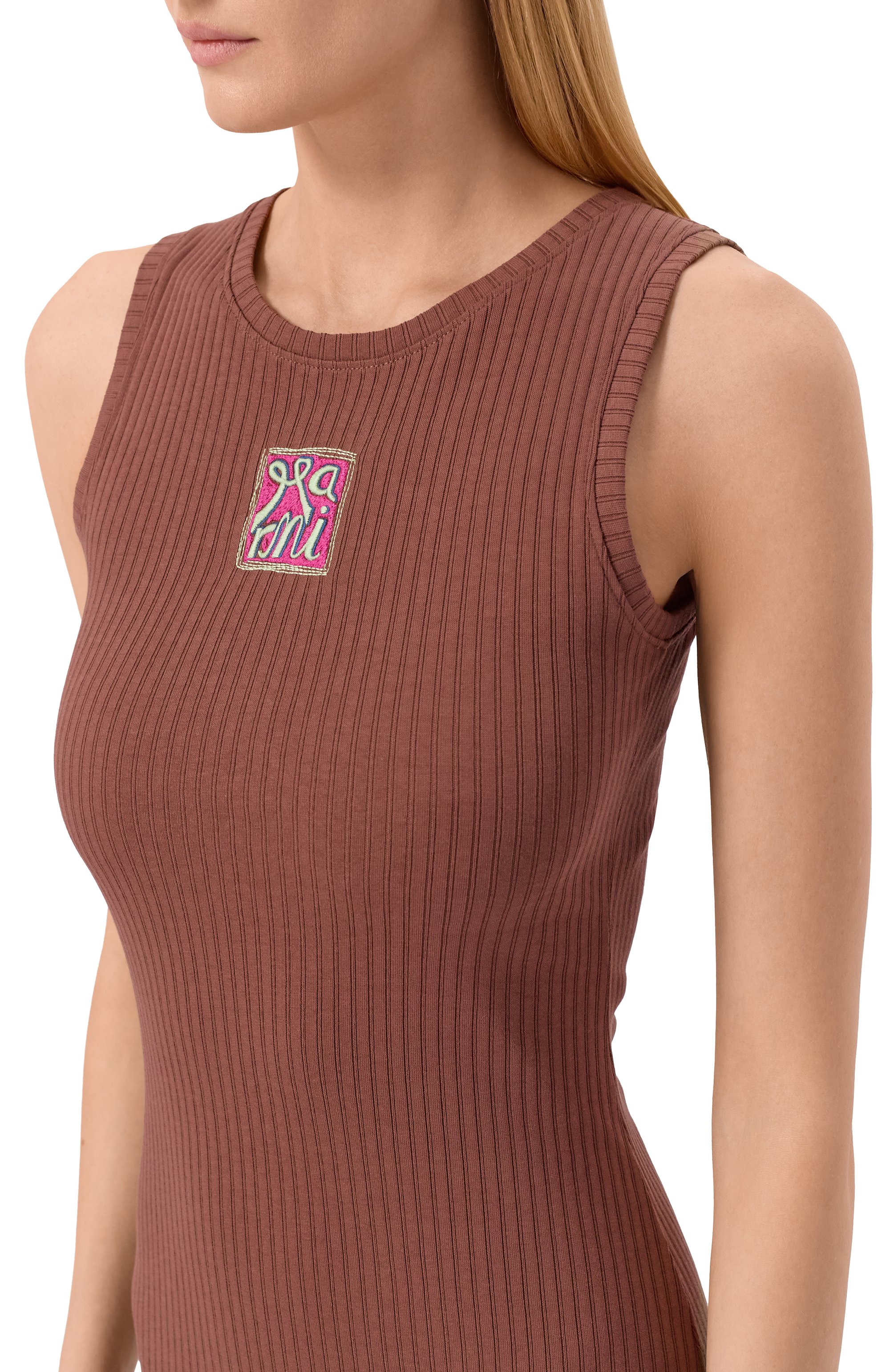 Хлопковое платье MARNI коричневого цвета по цене 86300 руб., арт. ABJE1542S0/UTC600, фото 4 Хлопковое платье MARNI, арт. ABJE1542S0/UTC600, фото 4