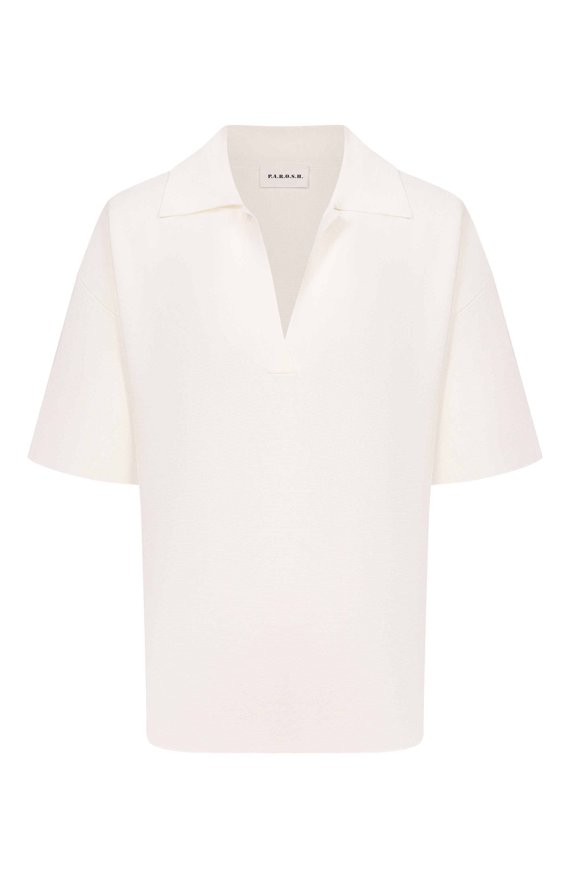 Поло из вискозы P.A.R.O.S.H. кремового цвета по цене 39400 руб., арт. D540982/R0MA26, фото 1 Поло из вискозы P.A.R.O.S.H., арт. D540982/R0MA26, фото 1