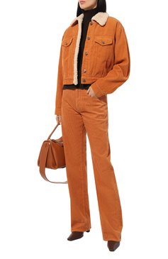 Женская вельветовая куртка 7 FOR ALL MANKIND оранжевого цвета, арт. JSNID900WC | Фото 2 (Драгоценные камни: Проставлено; Материал внешний: Хлопок; Рукава: Длинные; Длина (верхняя одежда): Короткие; Материал подклада: Синтетический материал; Материал сплава: Проставлено; Кросс-КТ: Куртка, Легкие; Стили: Кэжуэл)