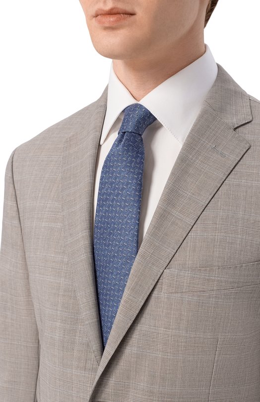 Галстук из шелка и льна Zilli CRAV02M0617VMDG00 Синий  CRAV02M0617VMDG00 Фото 2