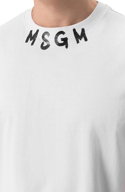 Хлопковая футболка MSGM белого цвета по цене 11300 руб., арт. 3840MM102/257002, фото 5 Хлопковая футболка MSGM, арт. 3840MM102/257002, фото 5