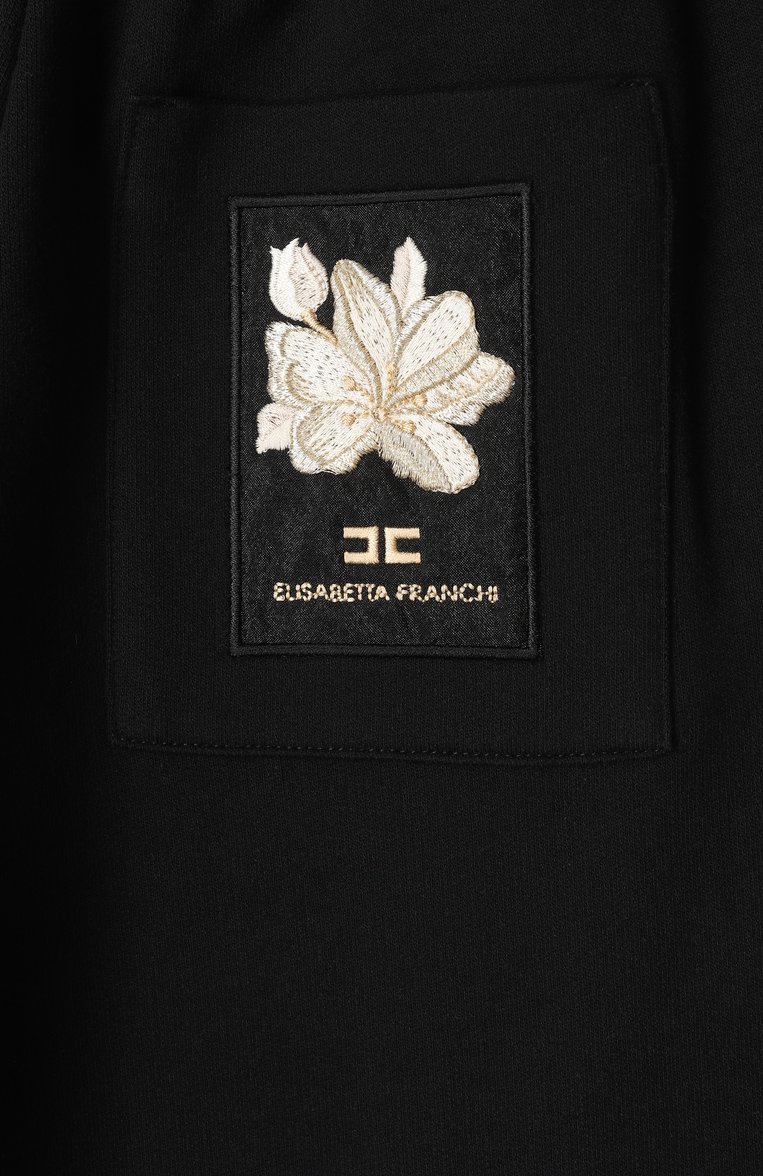 Детские хлопковые брюки ELISABETTA FRANCHI LA MIA BAMBINA черного цвета, арт. EFPA2770/FF002/10A-12A+ | Фото 3 (Материал сплава: Проставлено; Материал внешний: Хлопок; Нос: Не проставлено; Случа�й: Повседневный; Девочки Кросс-КТ: Брюки-спорт; Ростовка одежда: 10 - 11 лет | 140 - 146см, 13 - 15 лет | 158 см, 12 лет | 152 см)