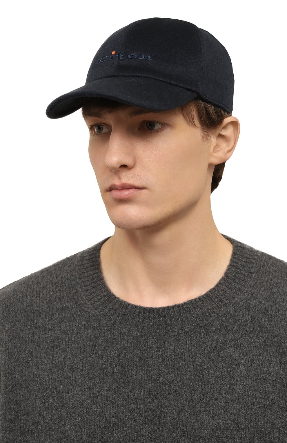Кашемировая бейсболка KITON темно-синего цвета по цене 77500 руб., арт. UCAPP06/229B, фото 2 Кашемировая бейсболка KITON, арт. UCAPP06/229B, фото 2