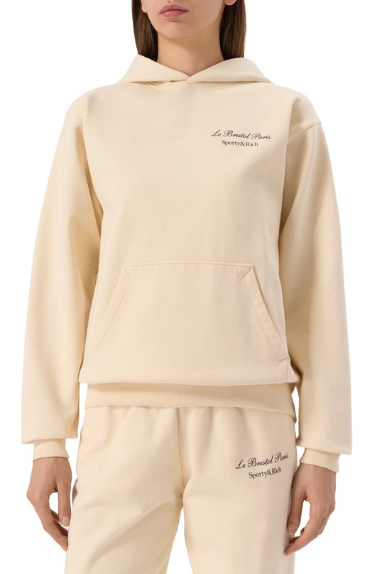 Хлопковое худи Sporty & Rich x Le Bristol Sporty and Rich ST070517619CR01 Кремовый  ST070517619CR01 Фото 3