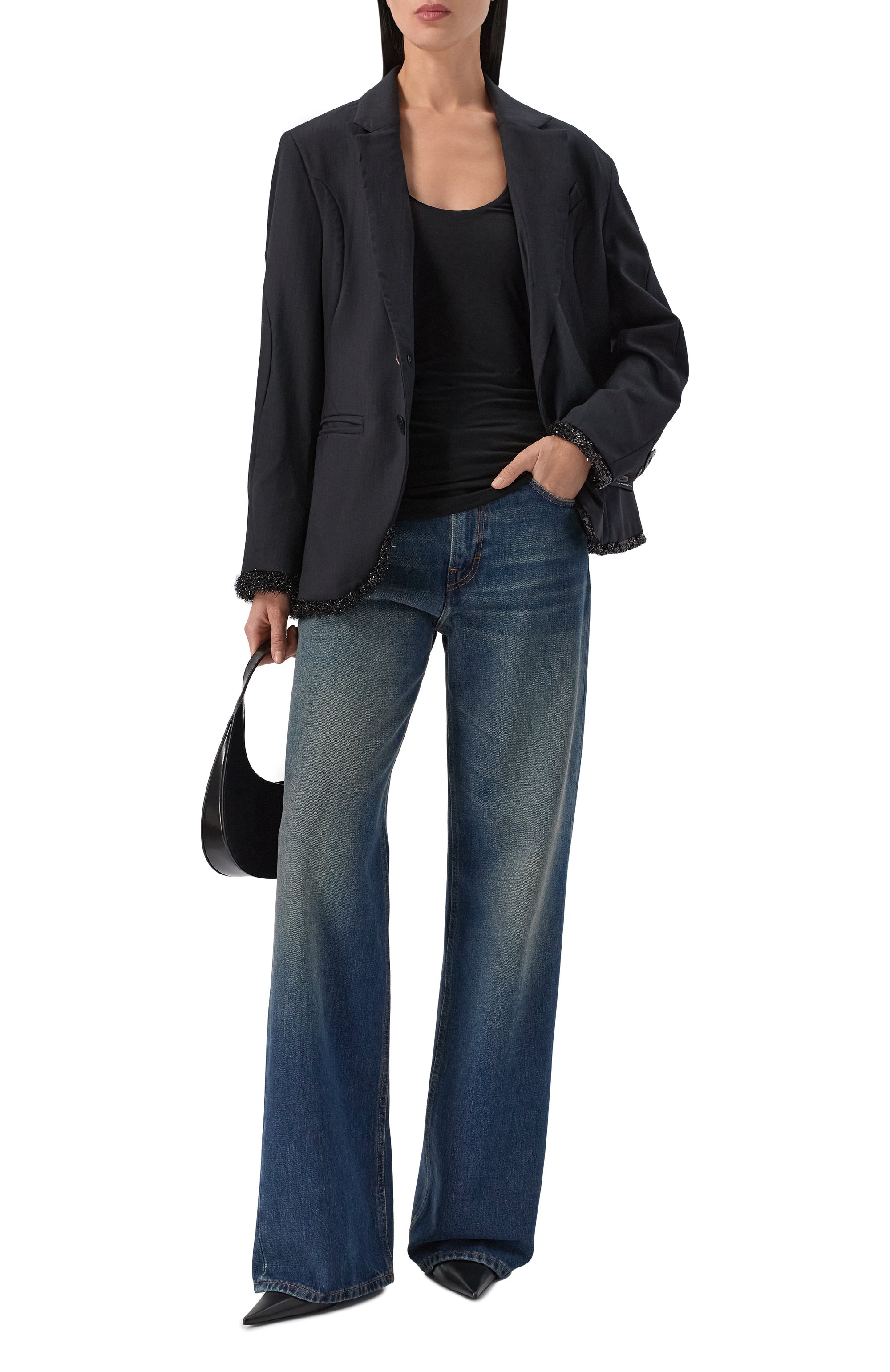 Шерстяной жакет с отделкой пайетками UNDERCOVER черного цвета по цене 309000 руб., арт. UC2E1103, фото 2 Шерстяной жакет с отделкой пайетками UNDERCOVER, арт. UC2E1103, фото 2