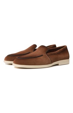 Мужские замшевые лоферы SANTONI коричневого цвета, арт. MGAG18777TICSSG5M62 | Фото 1 (Материал внутренний: Натуральная кожа; Нос: Не проставлено; Материал сплава: Проставлено; Материал внешний: Замша, Натуральная кожа; Стили: Кэжуэл)