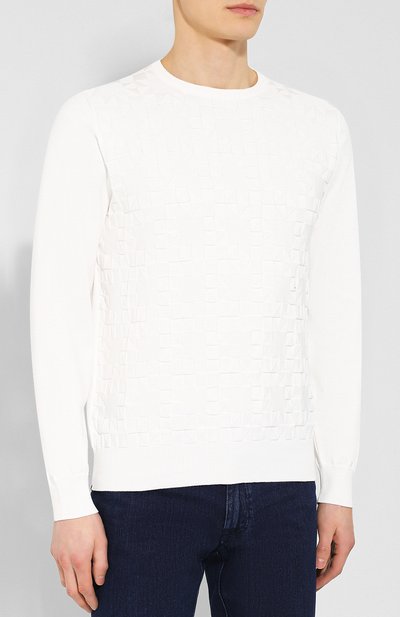 Хлопковый джемпер FIORONI белого цвета по цене 49900 руб., арт. M18210A1, фото 3 Хлопковый джемпер FIORONI, арт. M18210A1, фото 3