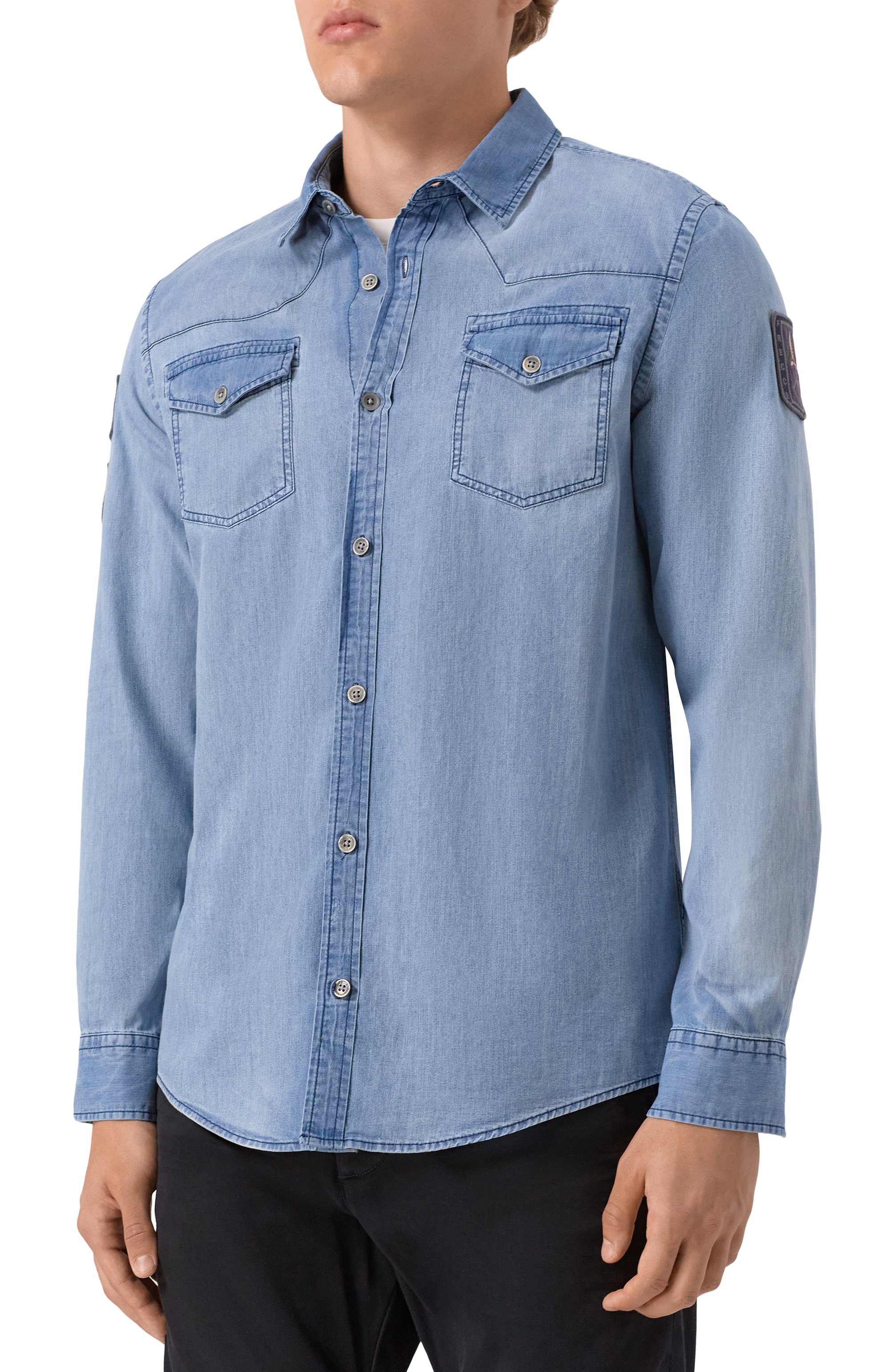 Джинсовая рубашка AERONAUTICA MILITARE голубого цвета по цене 25500 руб., арт. 251CA1281CT3527, фото 3 Джинсовая рубашка AERONAUTICA MILITARE, арт. 251CA1281CT3527, фото 3