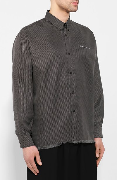Шелковая рубашка JACQUEMUS черно-белого цвета по цене 67500 руб., арт. 195SH04/3099D, фото 3 Шелковая рубашка JACQUEMUS, арт. 195SH04/3099D, фото 3