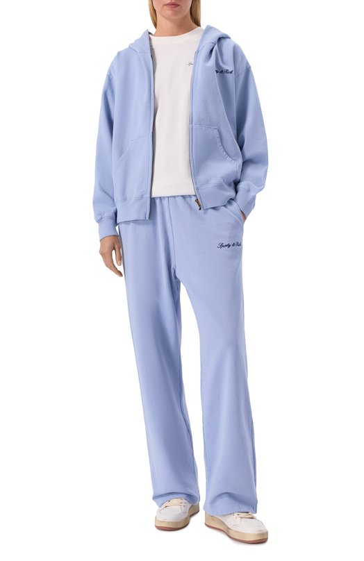 Хлопковые брюки Sporty and Rich PA05568326BL136 Голубой  PA05568326BL136 Фото 2