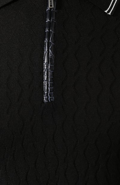 Шелковое поло с отделкой из кожи аллигатора ZILLI, арт. MBR-PZ032-SECR1/MC02/AMIS, фото 5