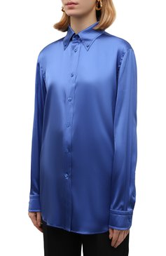 Женская шелковая блузка RALPH LAUREN синего цвета, арт. 290864929 | Фото 3 (Длина (для топов): Удлиненные; Рукава: Длинные; Материал внешний: Шелк; Принт: Без принта; Стили: Романтичный; Женское Кросс-КТ: Блуза-одежда; Региональные ограничения белый список (Axapta Mercury): RU; Драгоценные камни: Проставлено; Нос: Не проставлено; Материал сплава: Проставлено)
