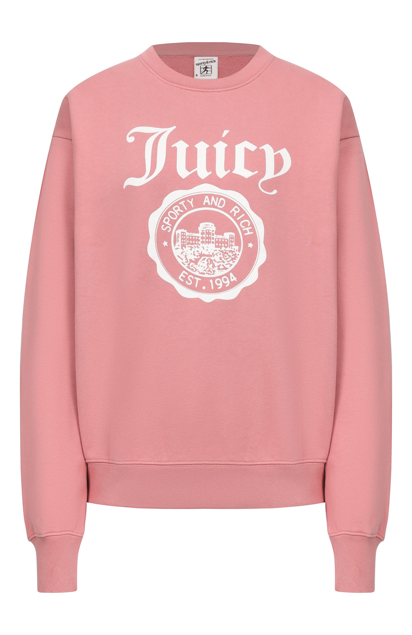 Хлопковый свитшот sporty & rich x juicy couture SPORTY AND RICH, арт. ST071716691PI07/JUICY EMBLEM CREWNECK, фото 1
