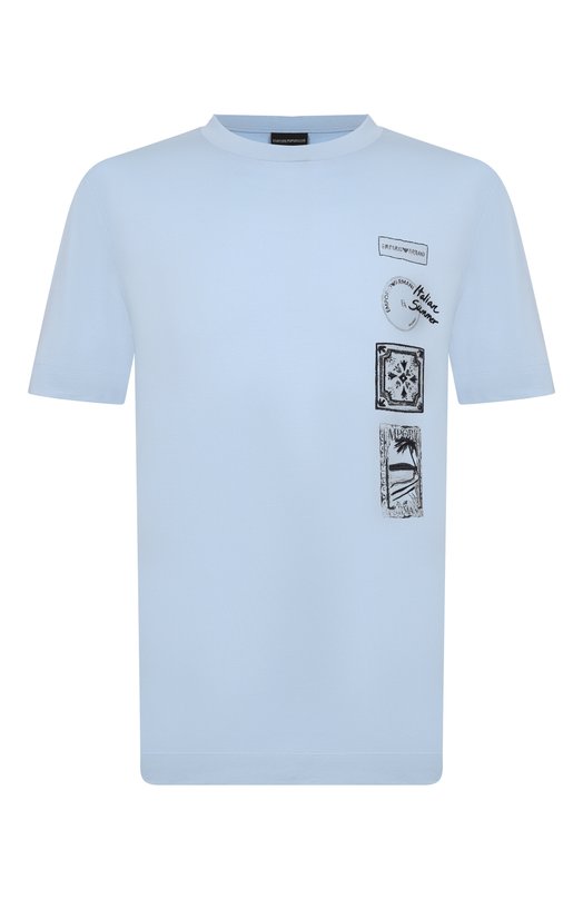 Хлопковая футболка Emporio Armani EM004994/AF24470 Голубой EM004994/AF24470