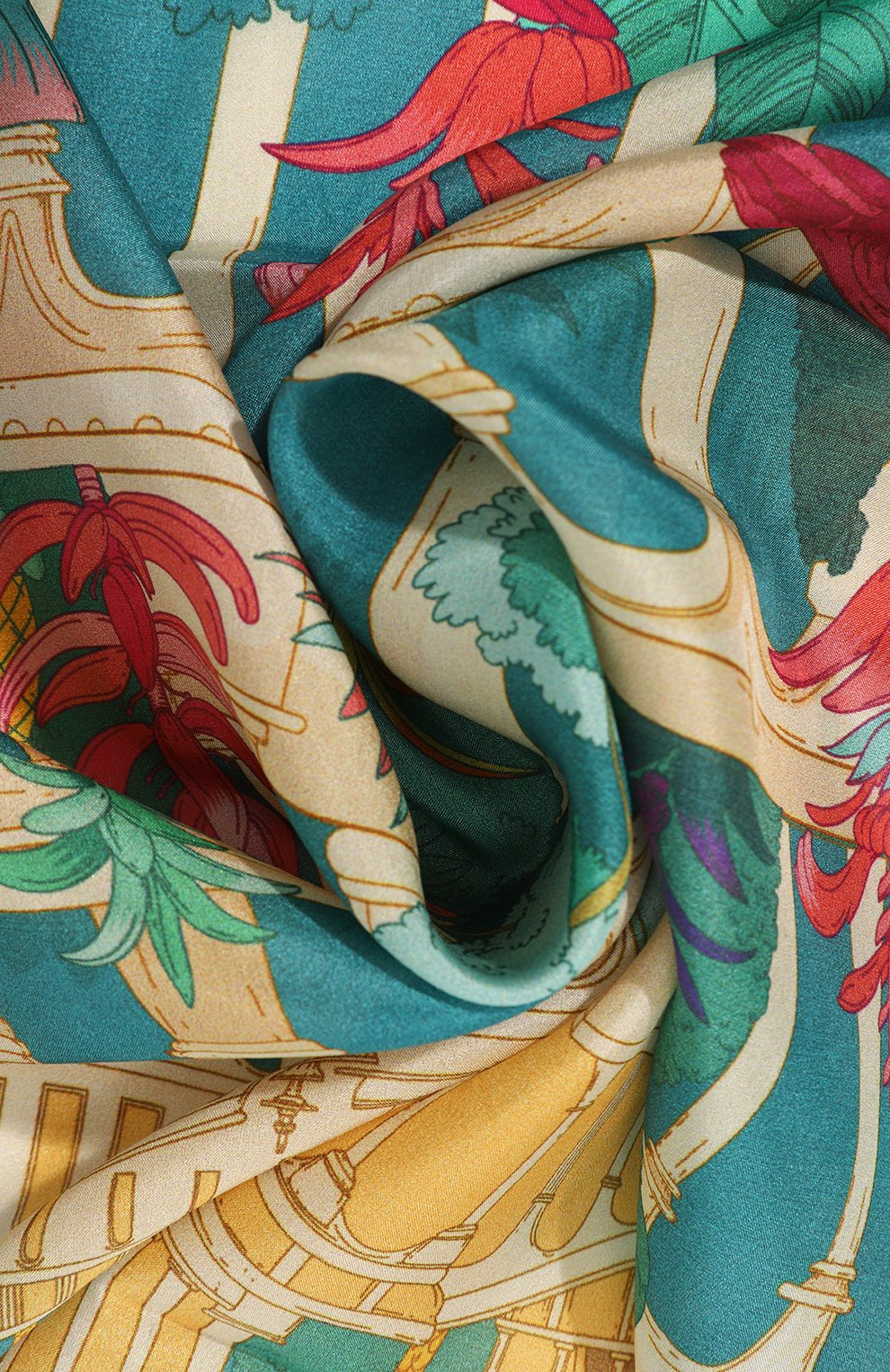 Шелковый платок дивный сад GOURJI бирюзового цвета по цене 15980 руб., арт. 91131037/445562172, фото 3 Шелковый платок дивный сад GOURJI, арт. 91131037/445562172, фото 3