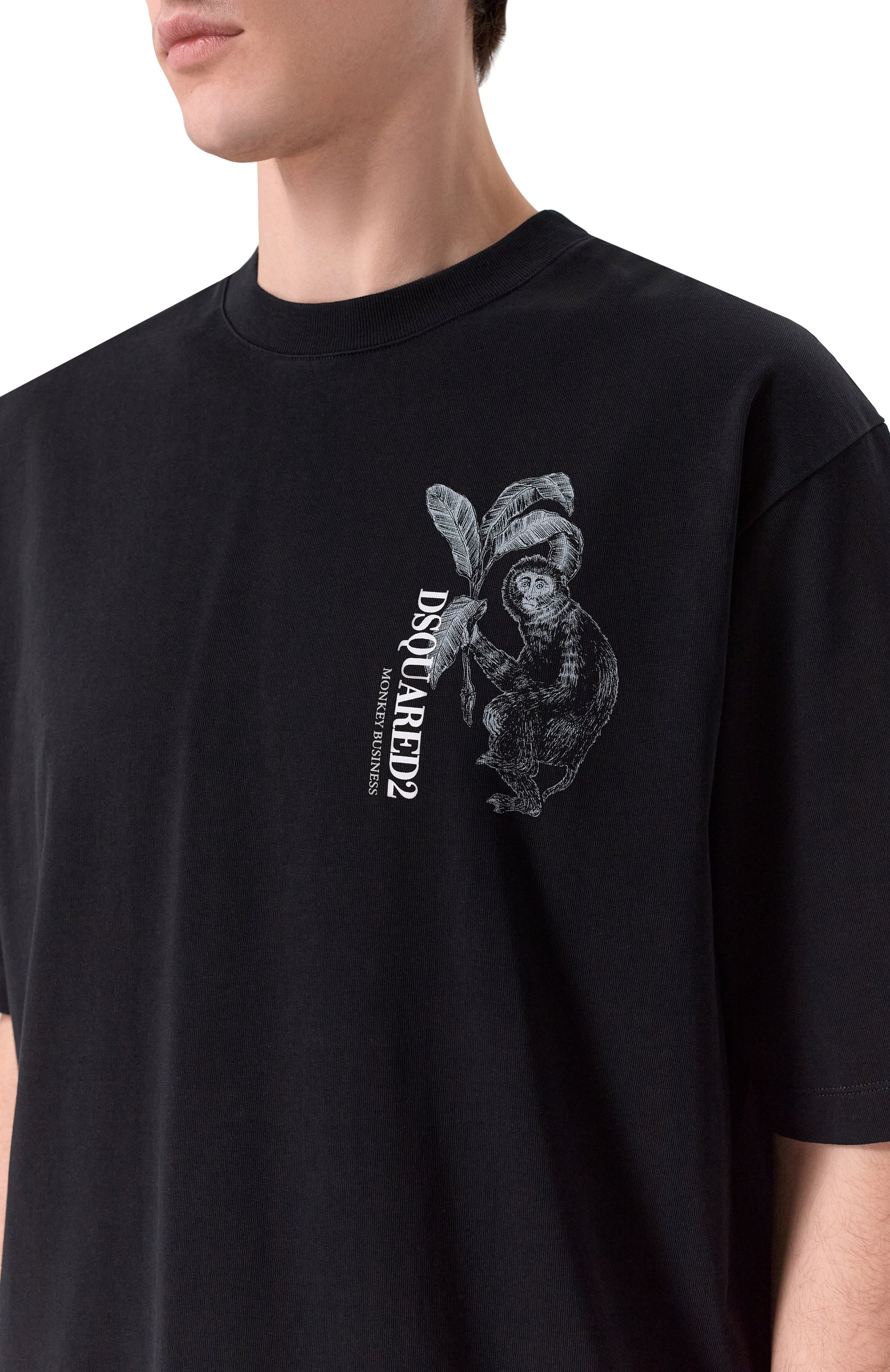 Хлопковая футболка DSQUARED2 черного цвета по цене 38700 руб., арт. S74GD1546/D20106, фото 5 Хлопковая футболка DSQUARED2, арт. S74GD1546/D20106, фото 5