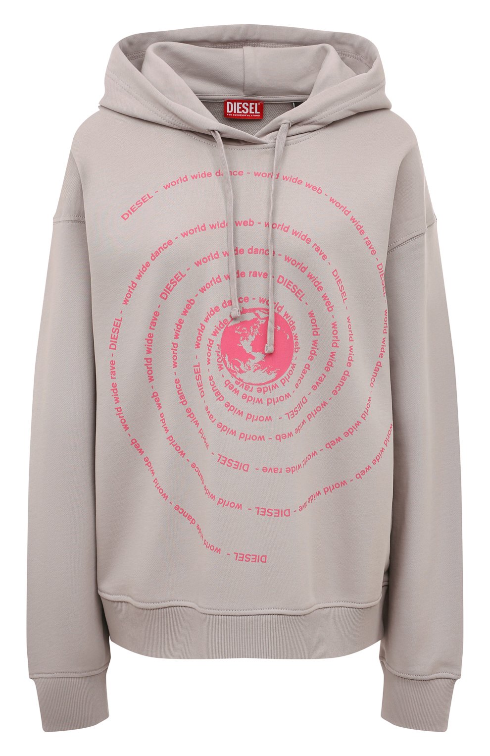 Хлопковое худи DIESEL светло-серого цвета по цене 18500 руб., арт. A11112/0JFAV, фото 1 Хлопковое худи DIESEL, арт. A11112/0JFAV, фото 1