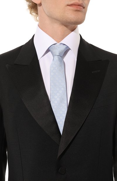 Шелковый галстук GUCCI голубого цвета по цене 28800 руб., арт. 658245 4E002, фото 2 Шелковый галстук GUCCI, арт. 658245 4E002, фото 2