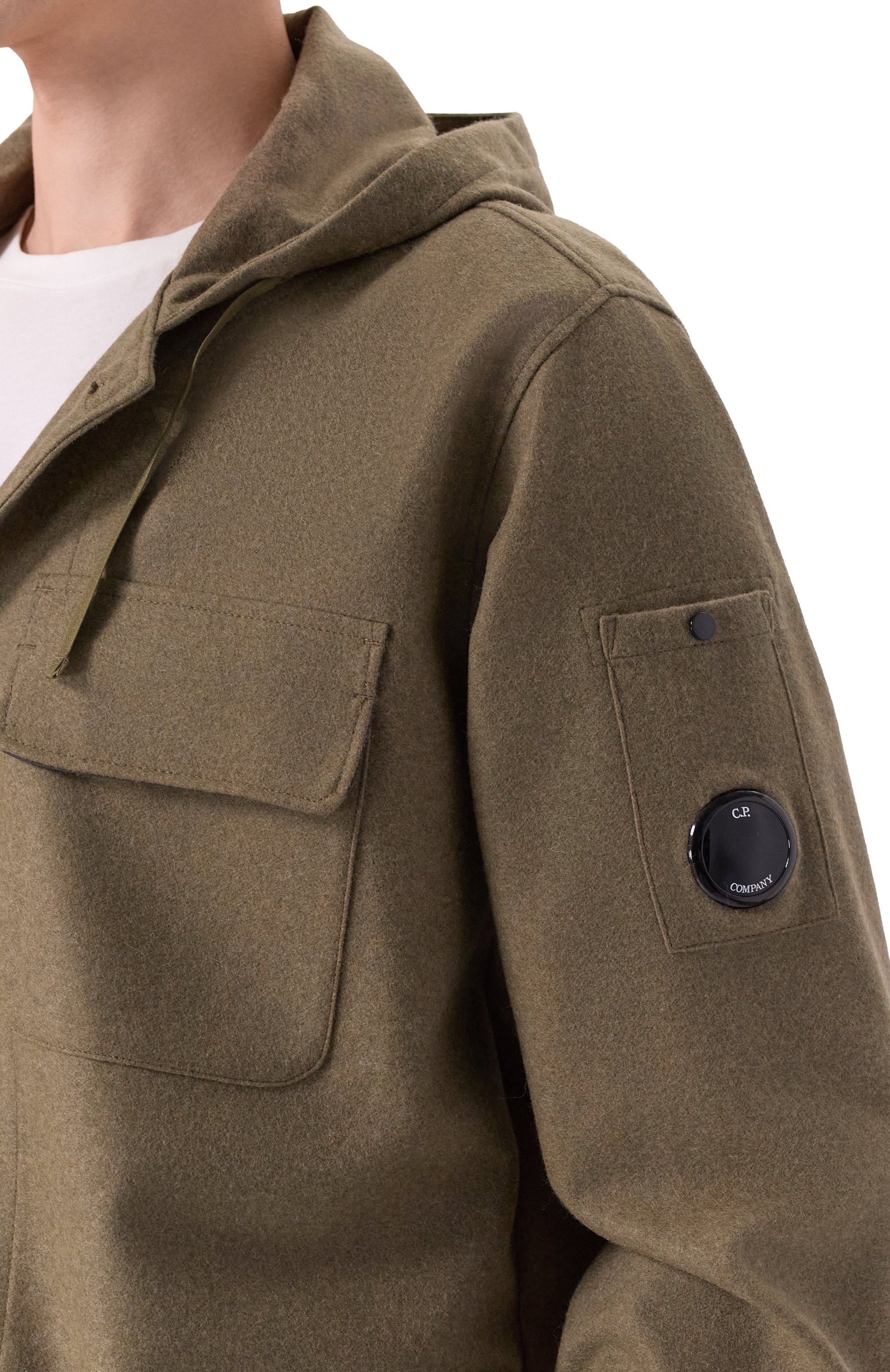 Шерстяная рубашка C.P. COMPANY хаки цвета по цене 59950 руб., арт. 19CM0S272A110498A, фото 5 Шерстяная рубашка C.P. COMPANY, арт. 19CM0S272A110498A, фото 5